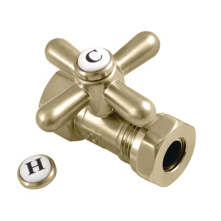Kingston Brass CC44157X Quarter Turn Valve (1/2-Inch FIP X 1/2-Inch or 7/16-Inch" Slip Joint), Brushed Brass CC44157X